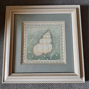 Vtg Sears Richard Henson Conch Picture with Wood Frame EUC